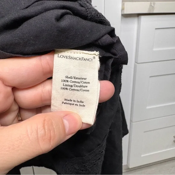 LoveShackFancy Beth Black Maxi Dress Size Medium Lace Embroidered *altered - Picture 6 of 6